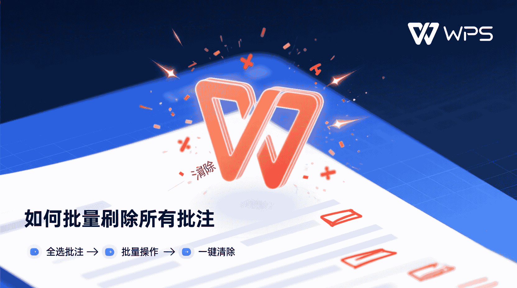 WPS如何批量删除批注, WPS一次性删除所有批注, WPS批注删除步骤, WPS文档批注清理方法, 批量清除批注不见效怎么办, WPS批注管理功能, WPS怎么隐藏与删除批注, 多人协作批注清理技巧, WPS删除批注快捷键, 文档批注批量操作指南